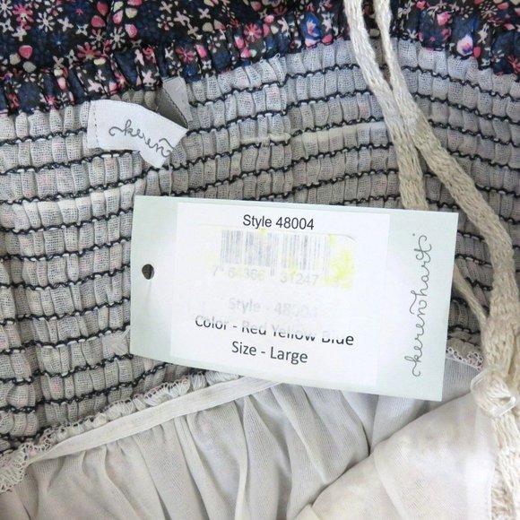 Keren Hart Slip Dress L Crocheted Tiered Ruffles Spaghetti Straps Lined NWT - Picture 8 of 12